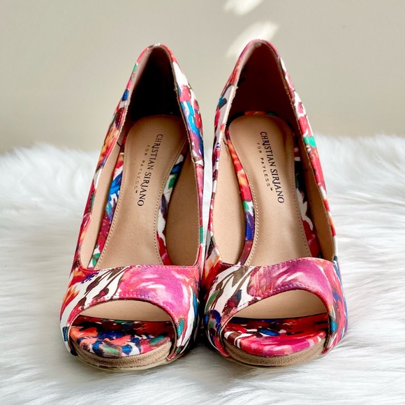 NWOT Christian Siriano Multicolored Floral Heels - Picture 4 of 6